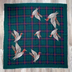 Vintage Wild Ducks Tartan Plaid Shawl